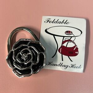 NEW metal black rose purse hanger charm